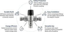 15mm Thermostatic Mixing Valve TMV2 Compression Mixer Valve - Hulthor