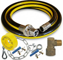 1.25m Gas Cooker Hose Kit with Bayonet, Elbow, Chain & PTFE Tape - Hulthor