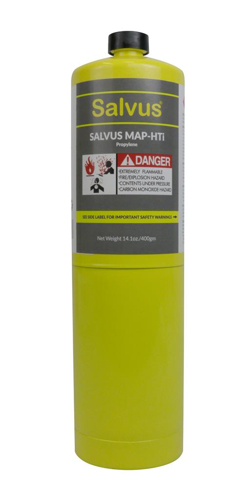 Salvus MAP-HTi 400g propylene gas cylinder on a white background
