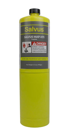 Salvus MAP-HTi 400g propylene gas cylinder on a white background