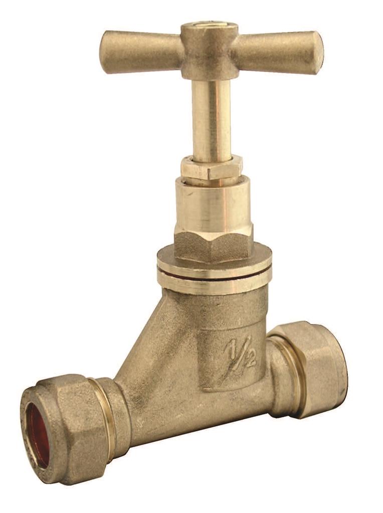 15mm DZR brass compression stop tap