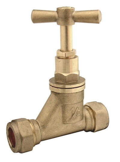 15mm DZR brass compression stop tap