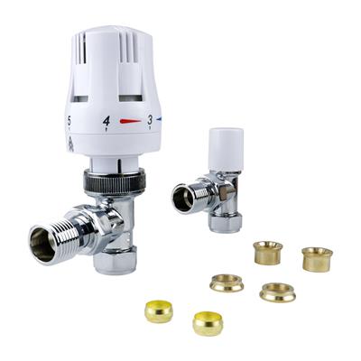 15mm angled thermostatic radiator valve and lockshield twin pack